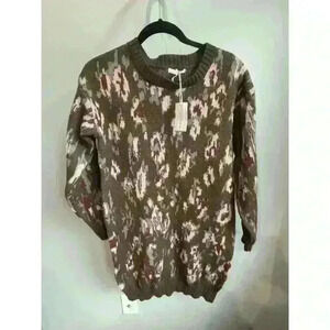 Stitchdrop Jakarta Brown Floral Sweater Dress Size Medium NWT